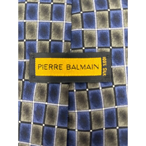 Pierre Balmain Paris Couture Vintage 100% Silk Lot‎ of 2 Ties USA Blue Red Gray - Picture 6 of 10